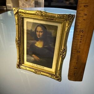 Miniature 3.5” Mona Lisa Portrait Oil Painting Framed Art Wall Picture - Paris